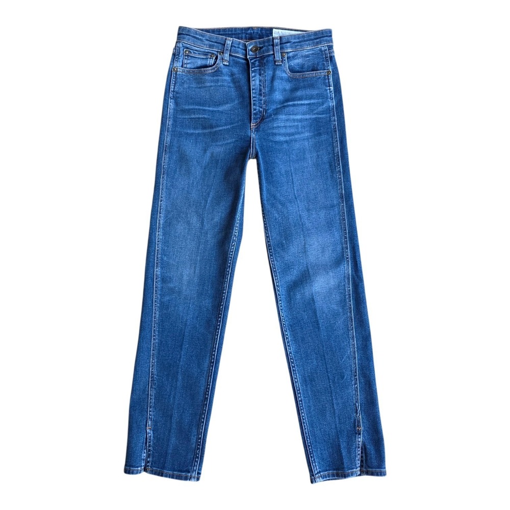 Rag & Bone Nina High Rise Ankle Cigarette Jeans Size 28 Medium Wash Slit Ankle